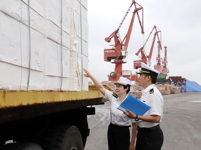 廈門海關(guān)東渡海關(guān)高效監(jiān)管進(jìn)口紙漿裝卸，保障供應(yīng)鏈暢通